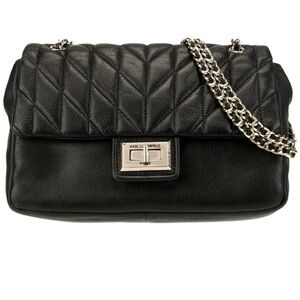 Karl Lagerfeld Black Quilted Shoulder Bag with Chain Strap